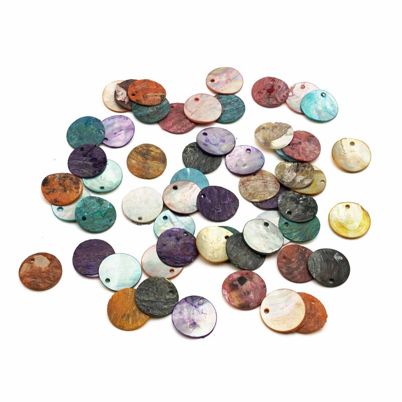 Perlmuttscheiben bunt 15 mm Muschelscheiben Mix 20g (ca. 50 Stück)
