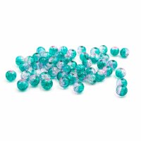 50 Crackleglasperlen in petrol & flieder, 6 mm