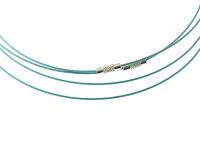 4 Stahldrahtketten in petrol mit Messingverschluss, 1 mm