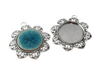 2 Fassungen in antik silberfarben für 20 mm Cabochon