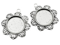 2 Fassungen in antik silberfarben für 20 mm Cabochon