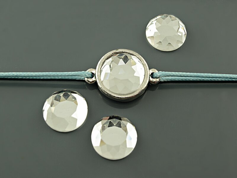2 Glasschliffcabochons "Sparkle" in klar, 12 mm