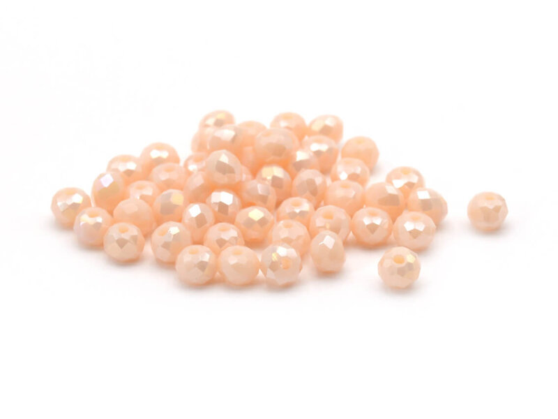 50 Glasschliffperlen "Doll" in beige, 4x3 mm