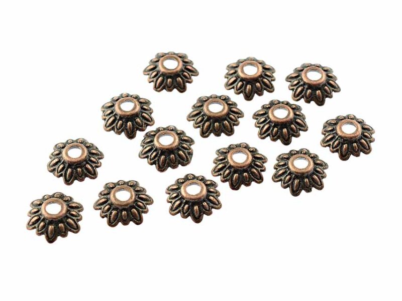 20 Perlkappen in antik kupferfarben, 8 mm