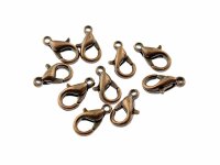 12 Karabinerverschlüsse in antik kupferfarben, 10 mm