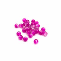 50 Crackleglasperlen in pink und weiß, 6 mm