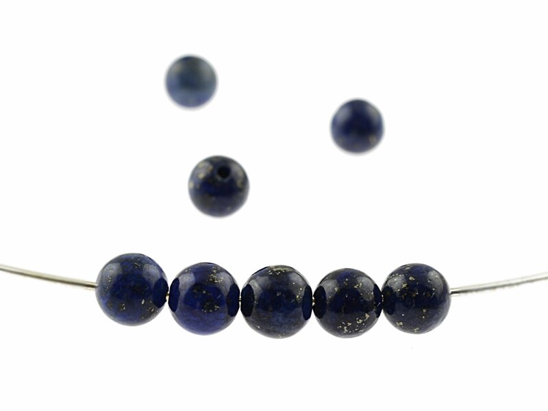 6 Edelsteinperlen aus Lapis Lazuli, 6 mm