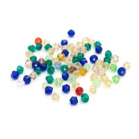 Glasschliffperlen "Bicone" im Farbmix, 4x4 mm...
