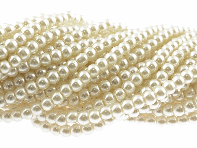 Glaswachsperlen "Lady" in Creme, 4 mm 1 Strang