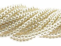 Glaswachsperlen "Lady" in Creme, 4 mm 1 Strang
