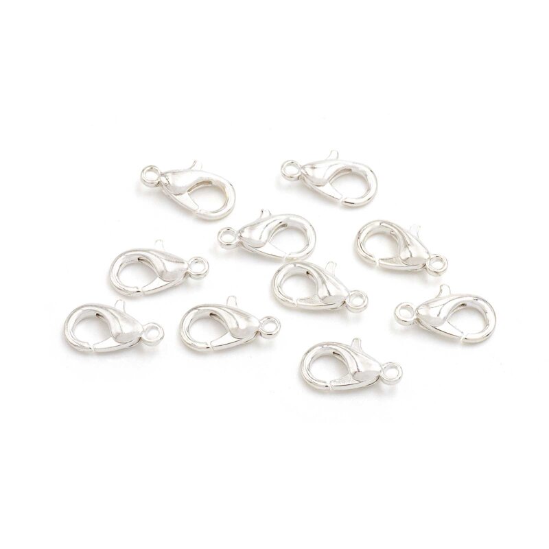 10 Karabinerverschlüsse 12 mm silberfarben