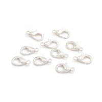 10 Karabinerverschlüsse 12 mm silberfarben