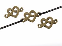 8 geschlungene Verbinder "Herz" in antik...