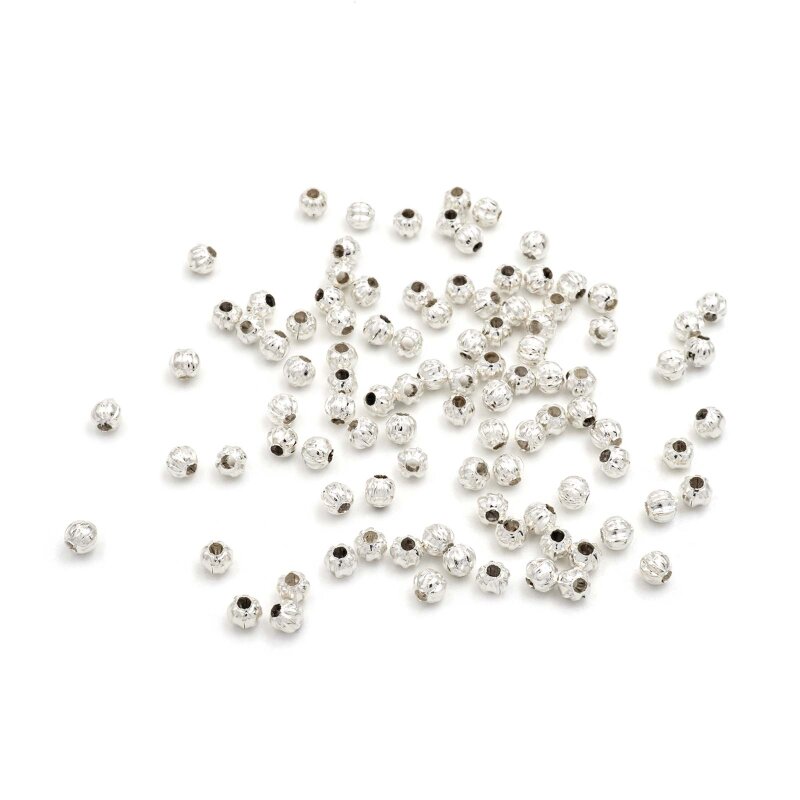 100 kleine Zwischenperlen in silberfarben, 3 mm
