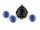 6 Cabochon Cateye Glas in dunkelblau, 14 x 10 mm