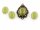 6 Cabochon Cateye Glas in kiwi, 14 x 10 mm