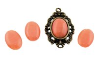 6 Cabochon Cateye Glas in orange, 14 x 10 mm