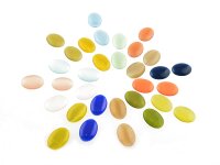 10 Cabochon Cateye Glas in Farbmix, 14 x 10 mm