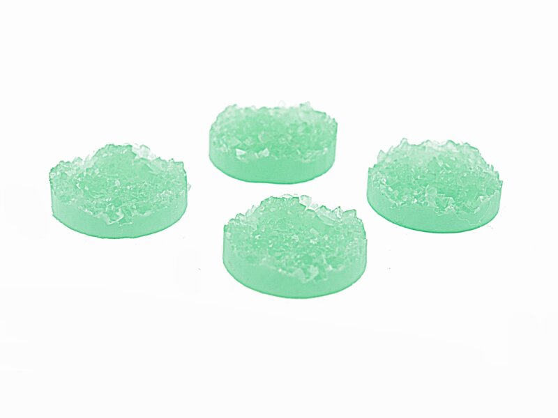 4 Cabochons "Eiskristalle" in minze, 14 mm