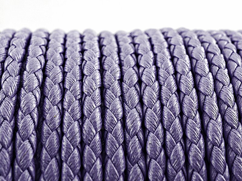 1m geflochtenes Kunstlederband in mauve, 3,4 mm