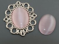 2 Cabochons 25 x 18 mm Cateye Glas rosa