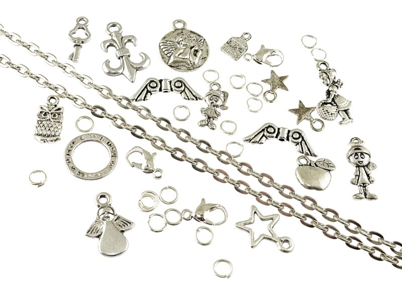 Set MARIE zum Bettelarmband selber machen in antik silberfarben