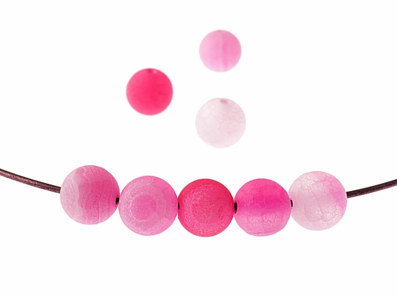 Achatperlen in pink gefrostet 8mm 4 Stück