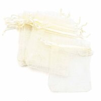 10 Organzasäckchen in Creme-Weiß - 9 x 7 cm