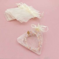 10 Organzasäckchen in Creme-Weiß - 9 x 7 cm