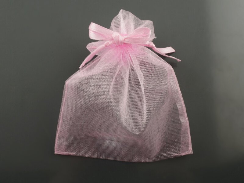 10 Organzasäckchen in rosa, 9 x 7 cm