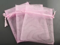 10 Organzasäckchen in rosa, 9 x 7 cm