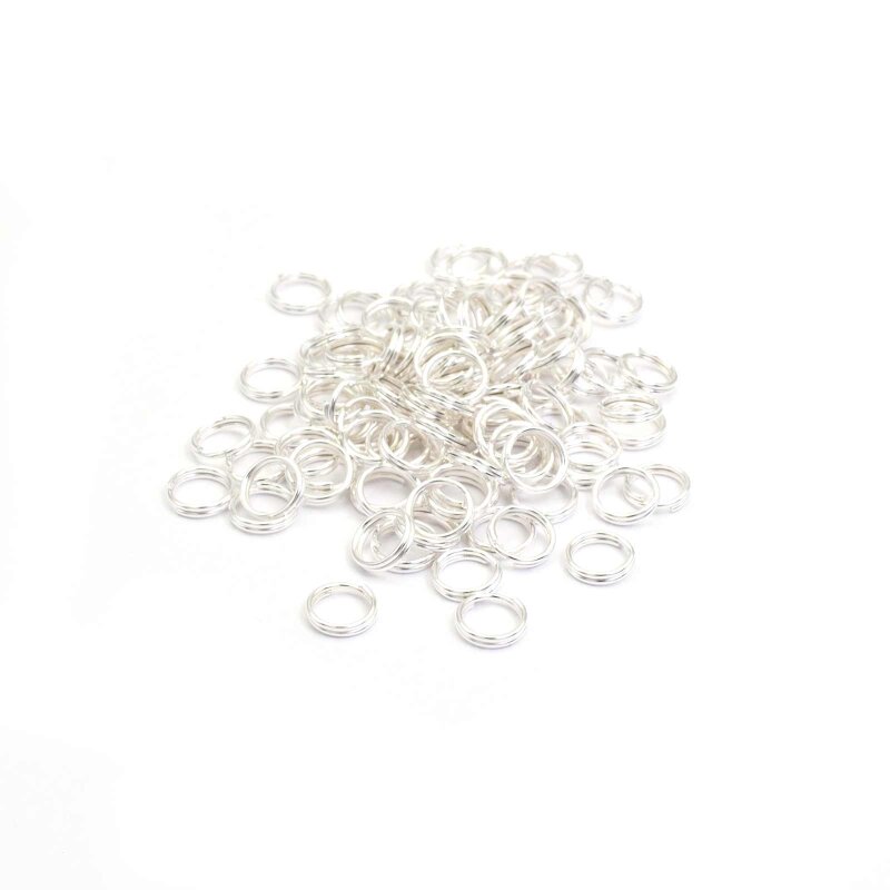 100 doppelte Splitringe in silberfarben, 6 mm