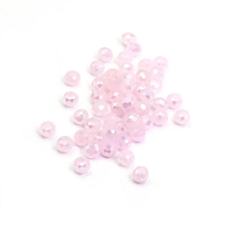 50 Glasschliffperlen "Doll" in rosa, 4x3 mm