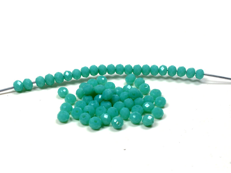 Glasschliffperlen "Doll" in cyan 4x3 mm 50 Stück
