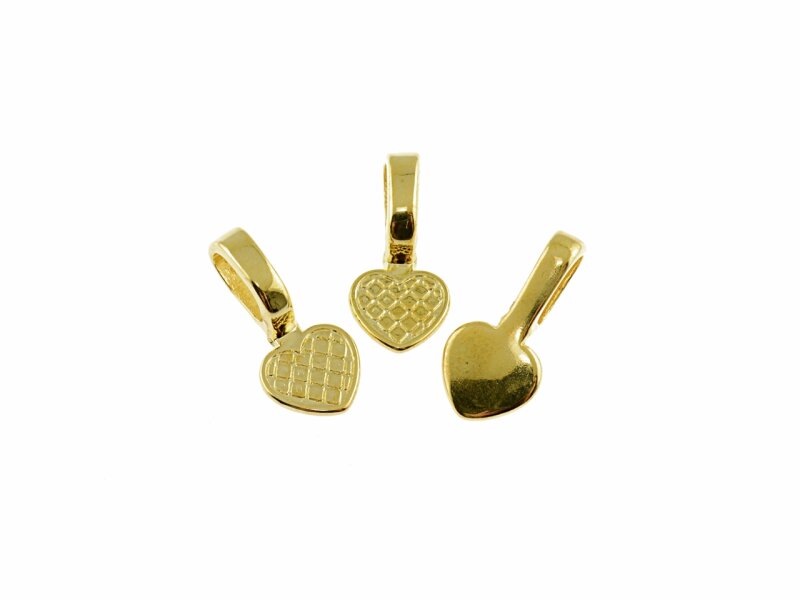 6 Collierschlaufen "Herzchen"  in goldfarben, 22 mm
