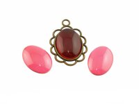 4 klare Glascabochons "Candy" in rot, 18 x 13 mm
