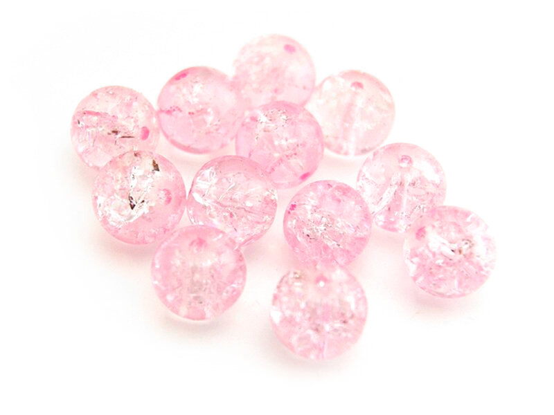20 Crackle Glasperle 10 mm rosa