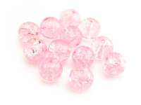 20 Crackle Glasperle 10 mm rosa
