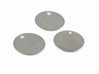 4 runde Edelstahlplättchen in platinfarben 13 mm