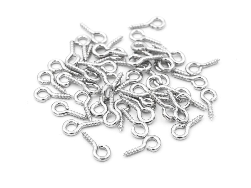 50 Schraubösen in silberfarben platiniert, 8 mm
