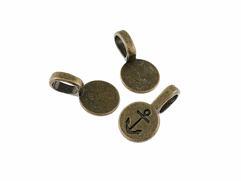 6 Collierschlaufen "Anker Ahoi!" in antik bronzefarben, 18 mm