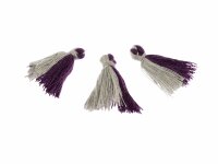 10 kleine Quasten violett grau