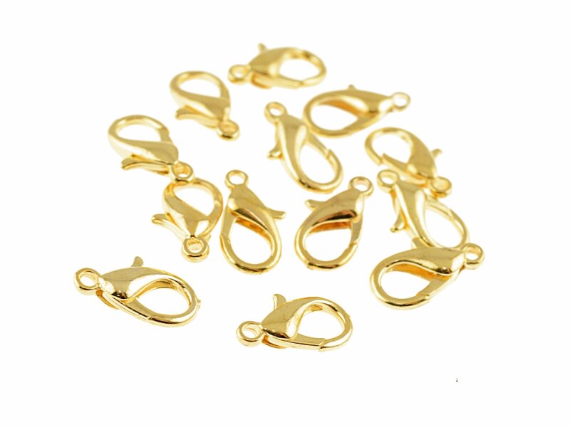 10 Karabinerverschlüsse in goldfarben, 14 mm