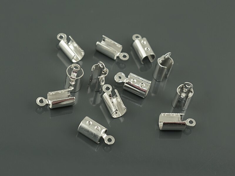 10 offene Endkappen in silberfarben 7 x 4 mm