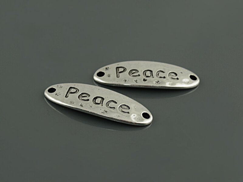 4 Verbinder "Peace" in antik silberfarben