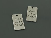 4 Anhänger "Live, Love, Laugh" in antik...