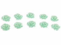 6 Cabochons als Rosen in mint, 10 mm