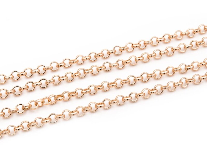 Gliederkette light gold, langanhaltend beschichtet, 2 m, runde Glieder 2 mm
