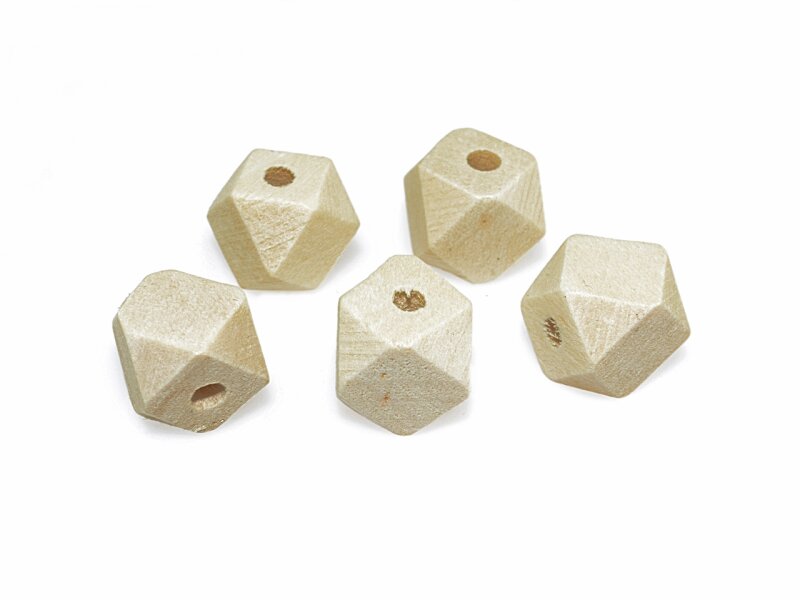 Polygon-Holzperlen 12 mm 6 Stück