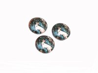 6 Glascobochons "white rabbit" mit Motiv, 8 mm